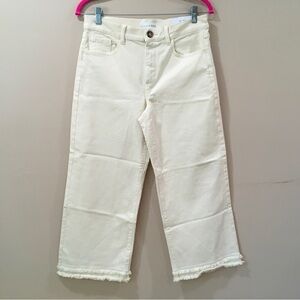 Loft Womens 28/6P Wide Leg Crop Pants Denim Yellow Casual Classic New 494133